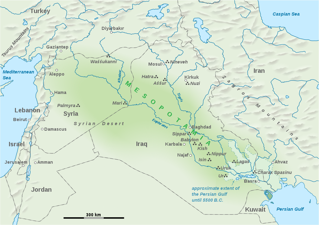 La Mésopotamie se trouvait sur le territoire où sont ajourd'hui
    situés la Syrie et l'Irak (Goran tek-en)